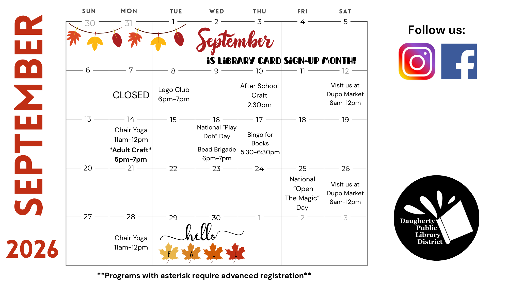 September Calendar TV